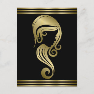 Schick Elegantes Gold Schönheit Mädchen Haar- und  Postkarte