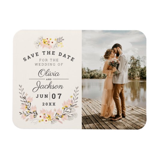 schick florale Verlobung Save the Date Magnet (Horizontal)