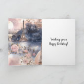 Schick Französisch Rosa Blau Paris Eiffelturm Gebu Karte (Innenseite)