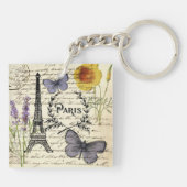 schick-französischer Schmetterlingsskripte paris e Schlüsselanhänger (Rückseite)