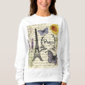 schick-französischer Schmetterlingsskripte paris e Sweatshirt (Vorderseite)