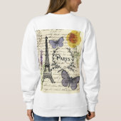 schick-französischer Schmetterlingsskripte paris e Sweatshirt (Rückseite)