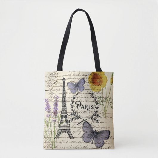 schick-französischer Schmetterlingsskripte paris e Tasche (Vorderseite)