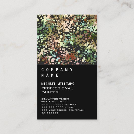 Schick Fresh Leaves Black - Einfacher Elegant Visitenkarte (Vorderseite)