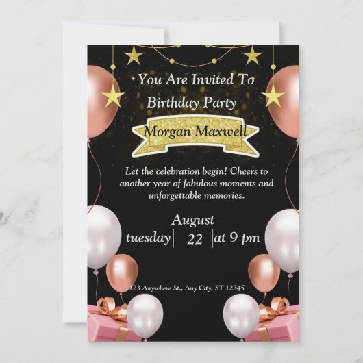 schick-Geburtstagskarte Einladung (Vorderseite)