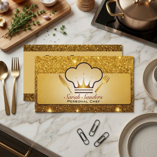 Schick glamouröser persönlicher Koch Catering Gold Visitenkarte