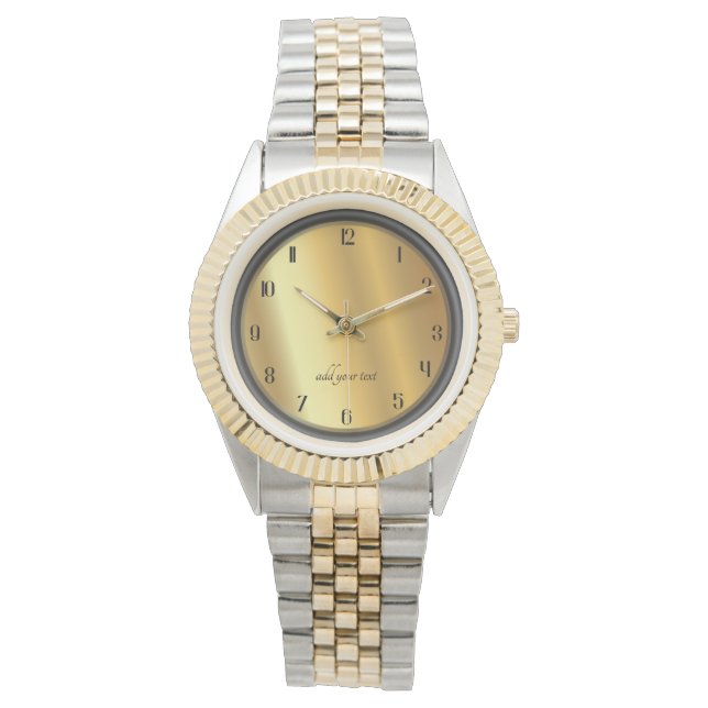 Schick Gold und Schwarzer Effekt Personalisiert Armbanduhr (Vorderseite)