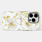 Schick Gold Weiß Blumen Case-Mate iPhone Hülle (Rückseite (Horizontal))