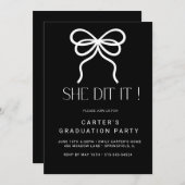 schick-grinsend, Minimalistisch Schwarz-Weiß-Elgan Einladung (Vorne/Hinten)