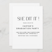 schick-grinsend, Minimalistisch Schwarz-Weiß-Elgan Einladung (Vorne/Hinten)