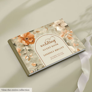 Schick Klassisch Boho Rost Beige Oliv Blumenhochze Gästebuch