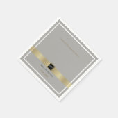 schick & klassisch goldfarbene Linien auf grauer H Serviette (Ecke)