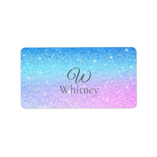 Schick Lila Ombre Blau Glitter Modern Adressaufkleber
