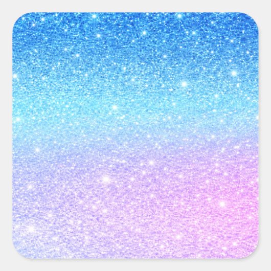 Schick lila Ombre Blau Glitter Modern Quadratischer Aufkleber (Vorderseite)