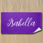 Schick lila personalisierter Name handgeschriebene Strandtuch