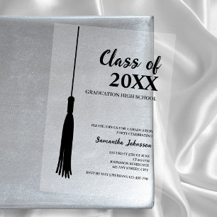 Schick Modern Schwarz 2026 Graduierten-Quaste Absc Acryleinladungen