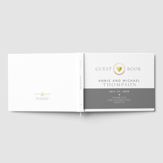 schick-moderne, weiße Hochzeit Gästebuch (Voll)