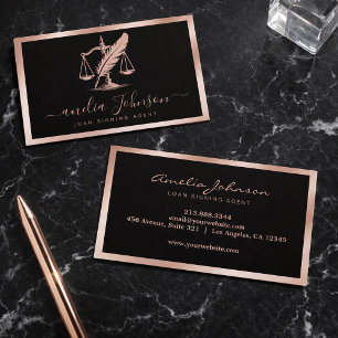 Schick Notar Kredit Signing Agent Schwarzes Roségo Visitenkarte
