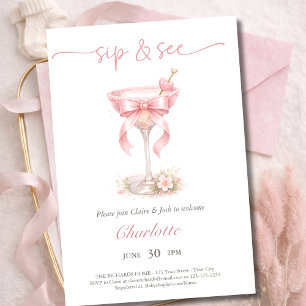 Schick Pink Martini Tini Eine Baby Girl Schluck Un Einladung