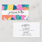 schick Retro 80er Haarstylistin farbenfroh Friseur Visitenkarte (Vorne/Hinten)