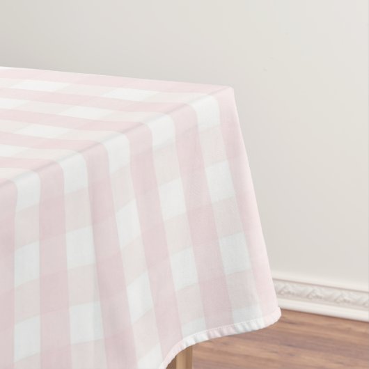 Schick Retro Pastellrosa Gingham-Muster Frühling Tischdecke (Beispiel)