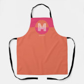Schick Retro Pink Orange Geometrisch Modernes Mono Schürze (Vorderseite)