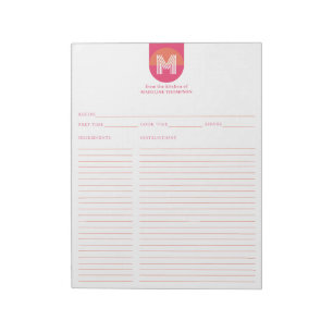 Schick Retro Rosa Orange Geometrisches Monogramm R Notizblock