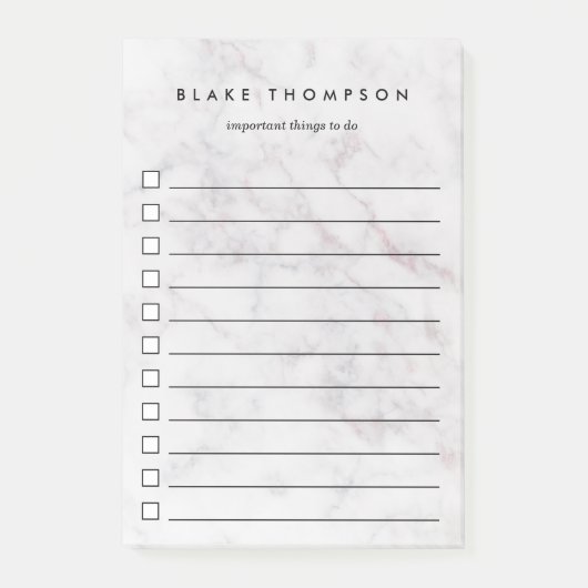 Schick-Rock und grauer Marmor - Personalisierte Au Post-it Klebezettel (Vorderseite)