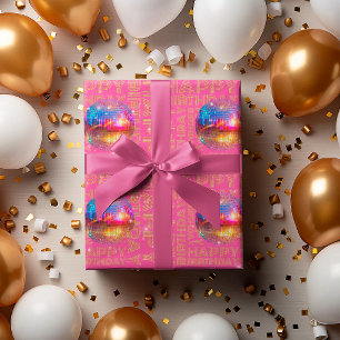 Schick Rosa Alles Gute zum Geburtstag Gold Glitter Geschenkpapier