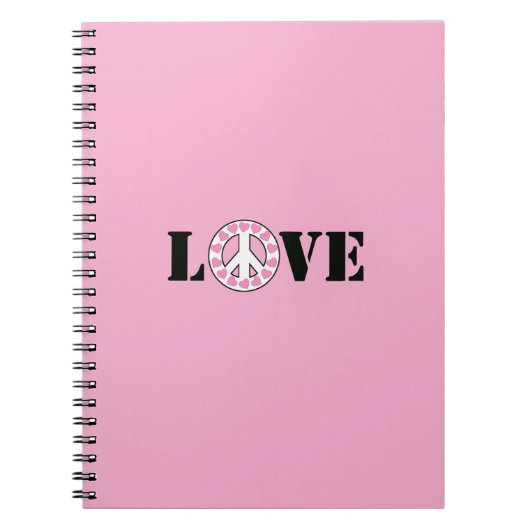 Schick Rosa Liebe Frieden Herzen Notizblock (Vorderseite)