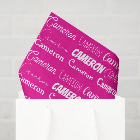 Schick Rosa Mädchen Geburtstagsname personalisiert Seidenpapier (Geschenk Tasche)