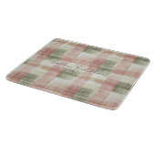 Schick Rosa Minz Creme Kariert Streifen Schneidebrett (Ecke)