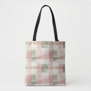 Schick Rosa Minz Creme Kariert Streifen  Tasche