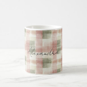 Schick Rosa Minze Creme Kariert Streifen Geburtsta Kaffeetasse
