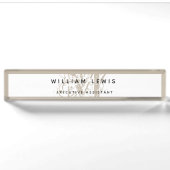 Schick Rustikal Modern Beige Monogramm Namensplakette (Vorderseite)
