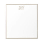 Schick-rustikale moderne beige Monogramm-Minimalis Notizblock (Vorderseite)