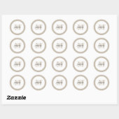 Schick-rustikale moderne beige Monogramm Runder Aufkleber (Blatt)