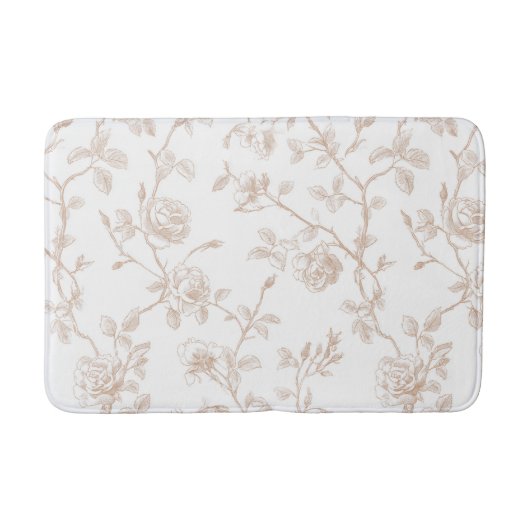 Schick Schöne Creme Weiße Blumen Badematte (Vorderseite)