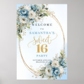 Schick Staubig Blau Grün Süße 16 Willkommen Poster (Vorne)