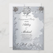 Schick-trendige Silberschmuck-Verlobung Diamanten Einladung (Rückseite)