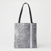 Schick Trendiges Grau Gepard Tierprint Monogramm Tasche (Vorderseite)