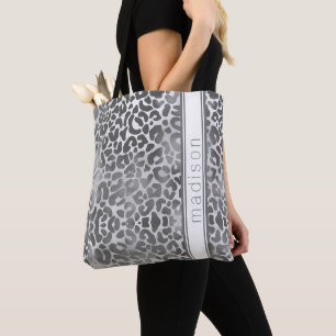 Schick Trendiges Grau Gepard Tierprint Monogramm Tasche
