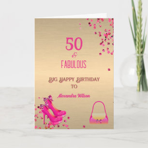 Schicke 50& Fabelhafte High Heels Gold Heißrosa Gl Karte
