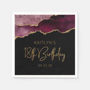 Schicke Achat-Geoden-Burgunder-Gold-18.-Geburtstag Serviette