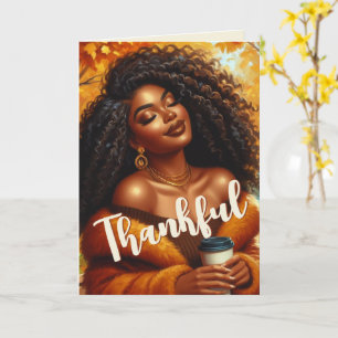 Schicke afroamerikanische Frau Thanksgiving   Herb Karte