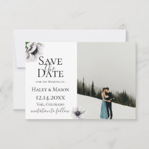 Schicke Anemonen-Blumen-Foto-Save-the-Date Ankündigung