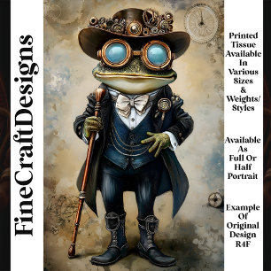Schicke anthropomorphe Steampunk-Frosch R4F-Dekoup Seidenpapier