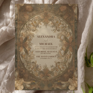 Schicke Antike Vintage Art Nouveau Florale Hochzei Einladung