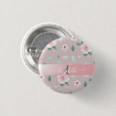 Schicke Aquarell-Blumen Monogramm Button (Vorne & Hinten)