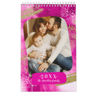 Schicke Aquarell-Foto-Anpassung 2022 Familie Kalender